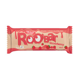 BIO Roobar veganska ploščica – jagoda & roza glazura, 30 g