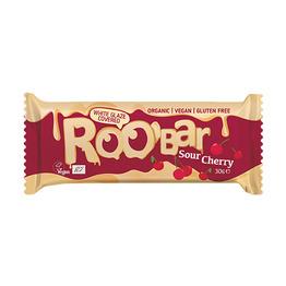 BIO Roobar veganska ploščica – višnja & bela glazura, 30 g
