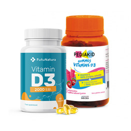 Vitamin D3 Family pack, 60 kapsul + 60 gumi medvedkov