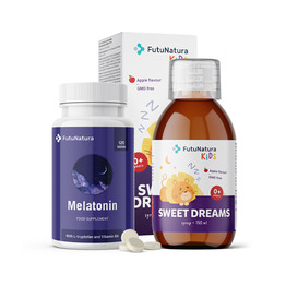 Mirna noč: melatonin + sirup za otroke, komplet