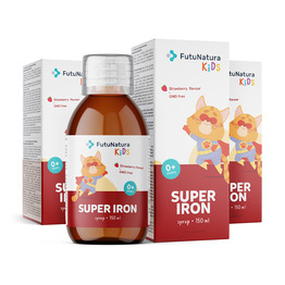 3x Super Iron: Železo + B vitamini, sirup za otroke, skupaj 450 ml