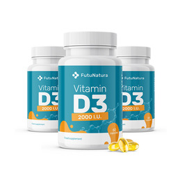 3x Vitamin D3, 2000 i.e., skupaj 180 kapsul